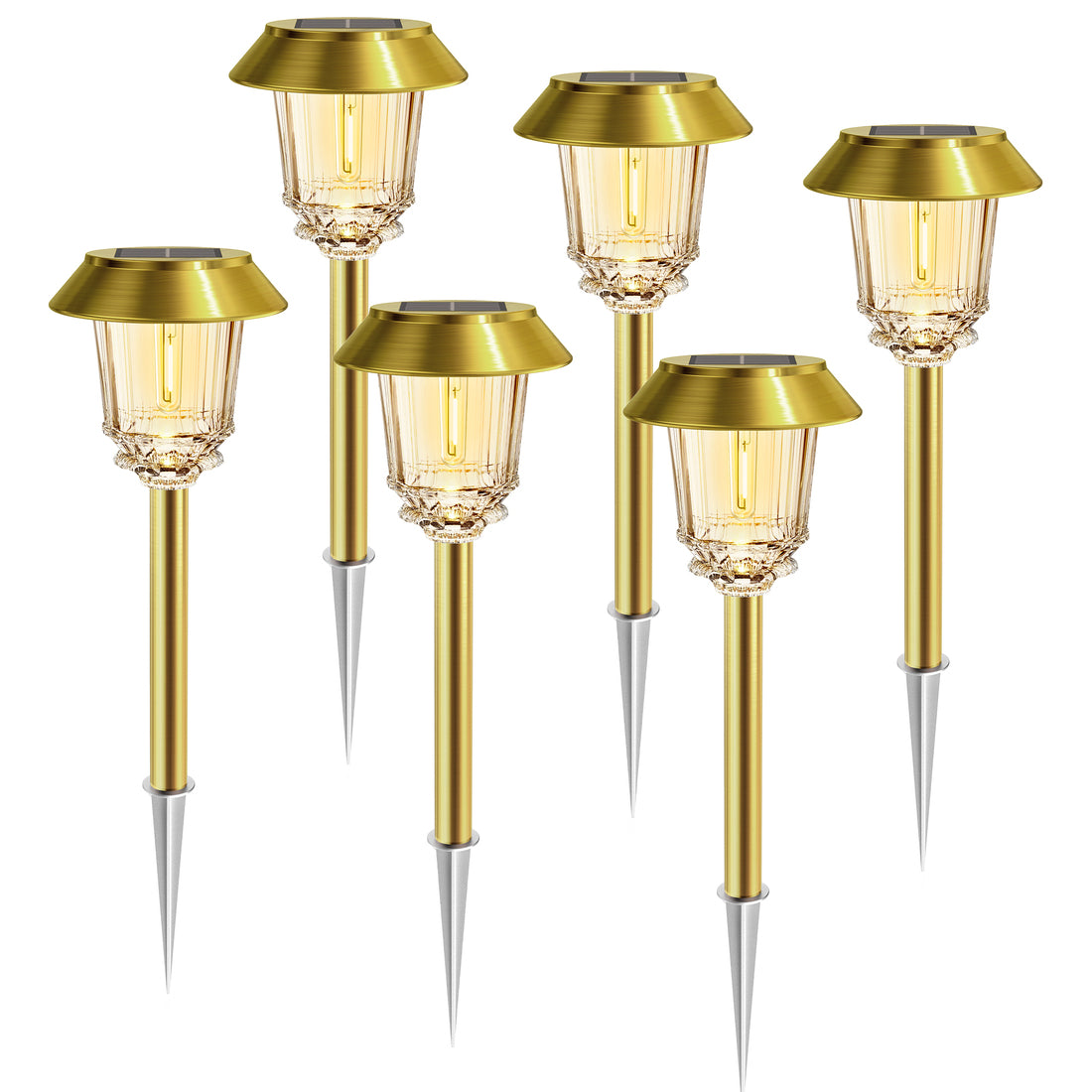 HMDecor Solar Pathway Lights Outdoor with 10-40 LM Dimmable Glass and Metal