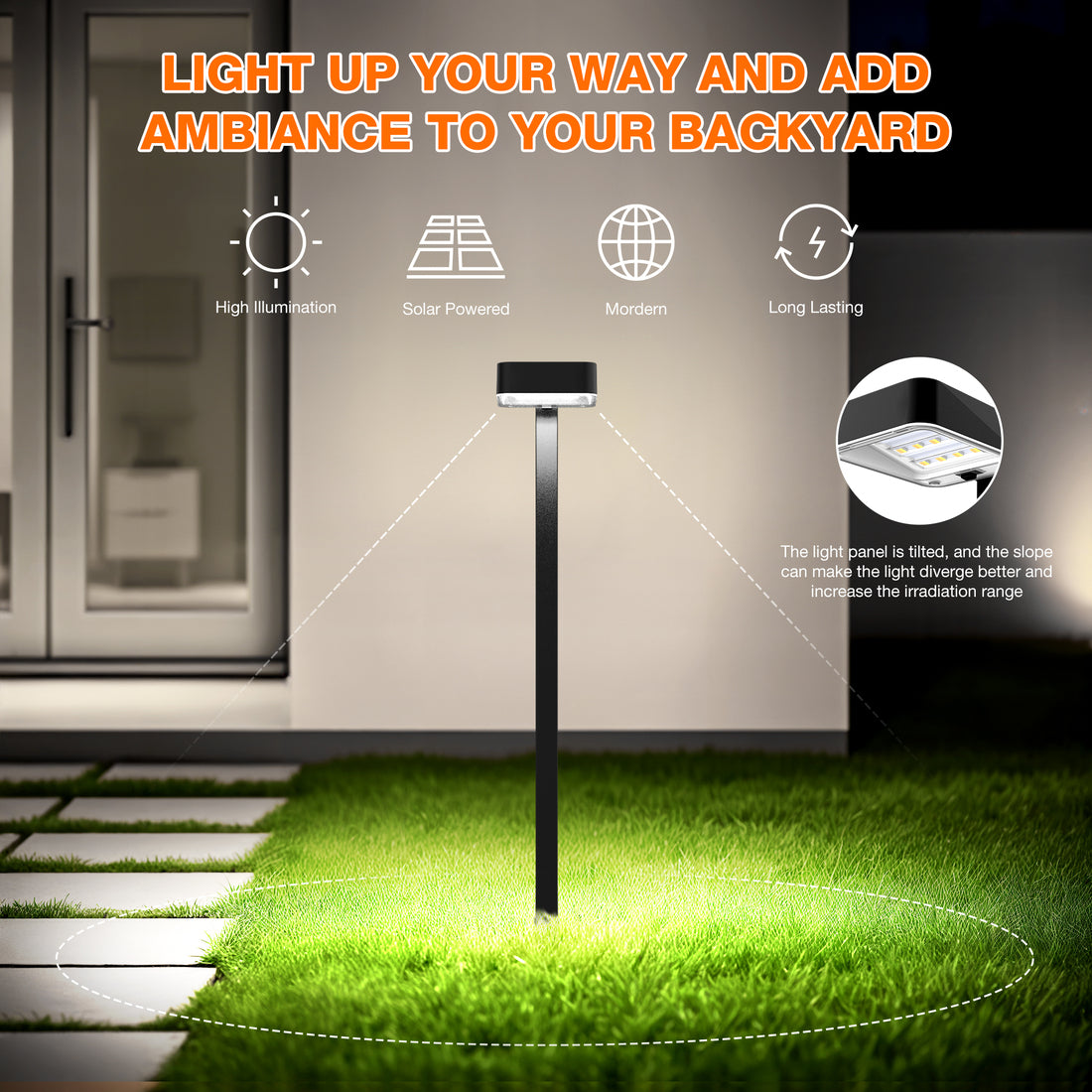 HMDecor Bright Solar Modern Pathway Lights