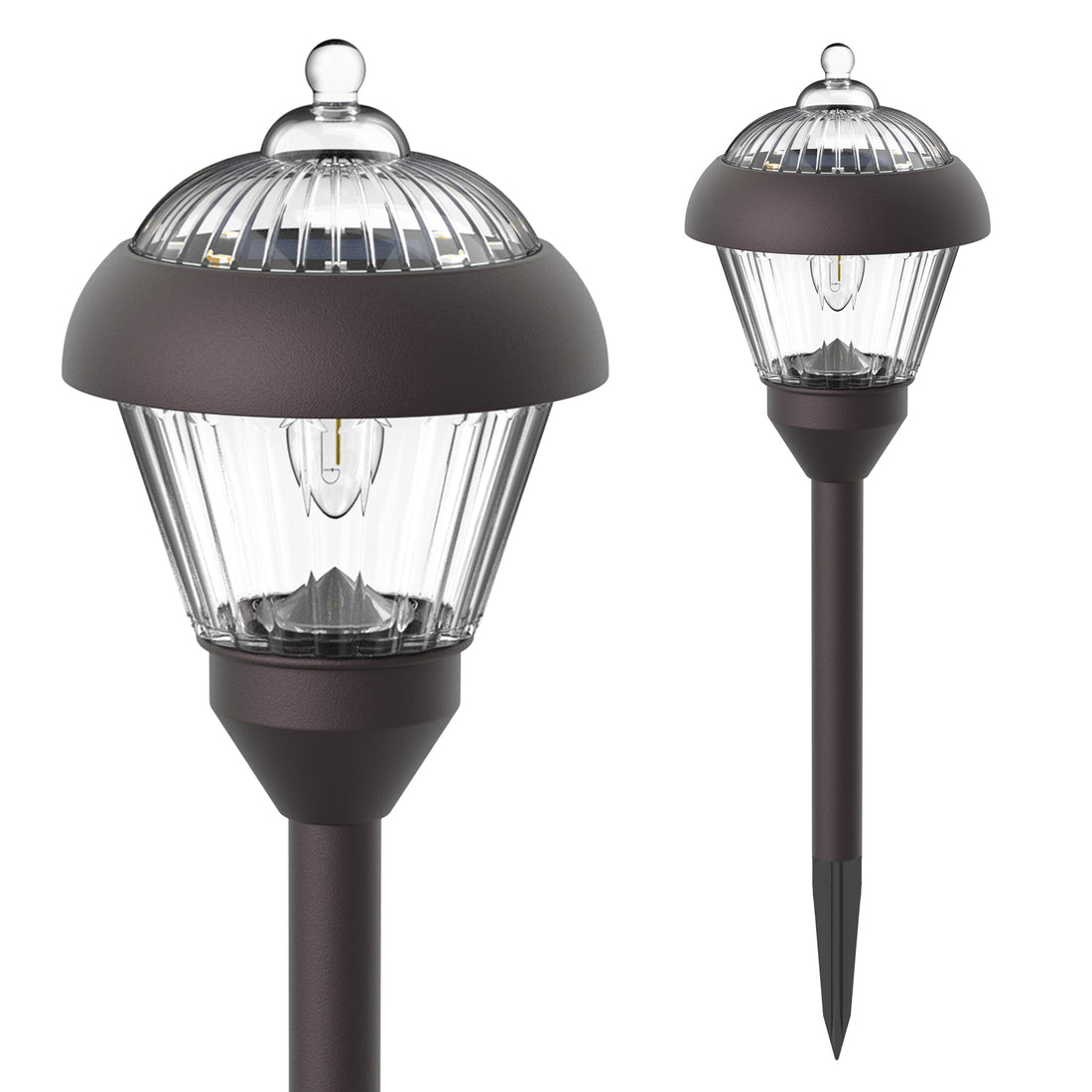 HMDecor Solar Garden Pathway Light with Metal & Glass