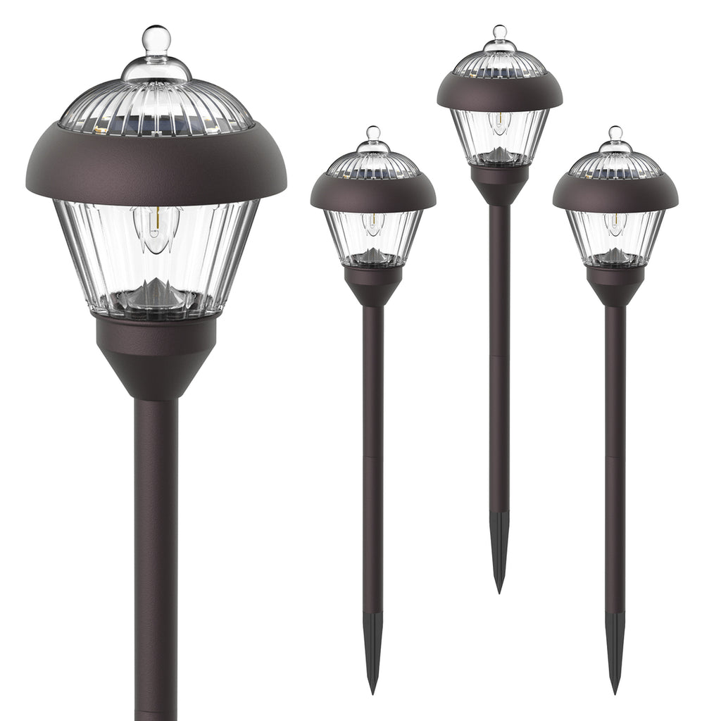 HMDecor Solar Garden Pathway Light with Metal & Glass