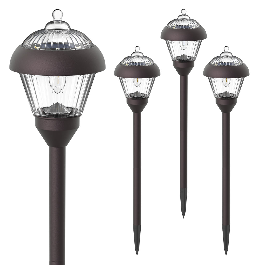 HMDecor Solar Garden Pathway Light with Metal & Glass