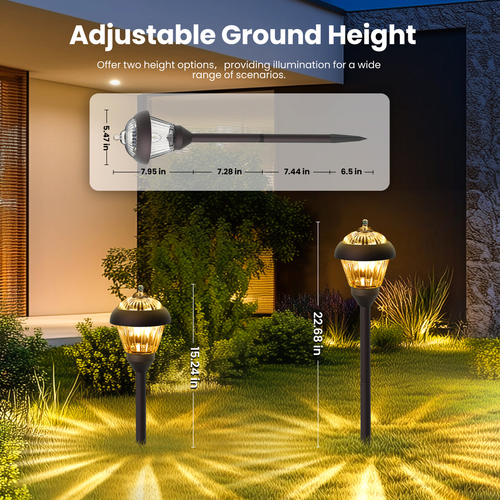 HMDecor Solar Garden Pathway Light with Metal & Glass