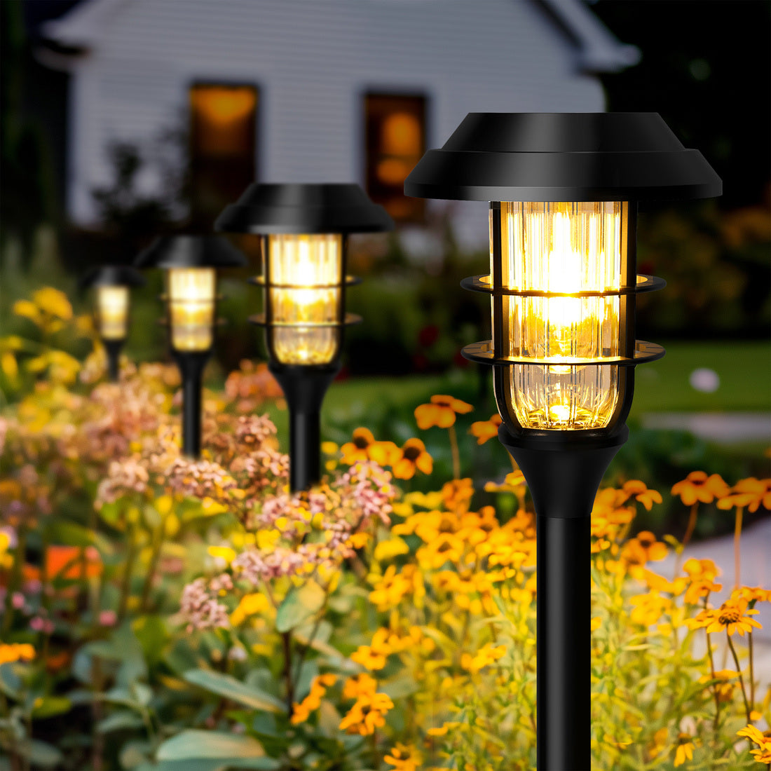 HMDecor Solar Pathway Lights Outdoor with Tungsten Filament Bulbs