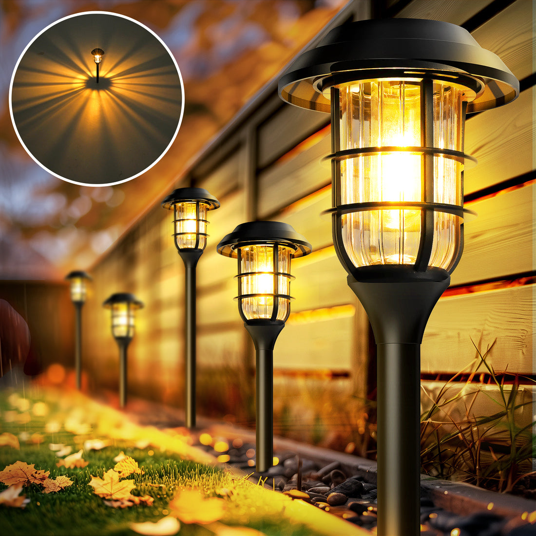 HMDecor Solar Pathway Lights Outdoor with Tungsten Filament Bulbs