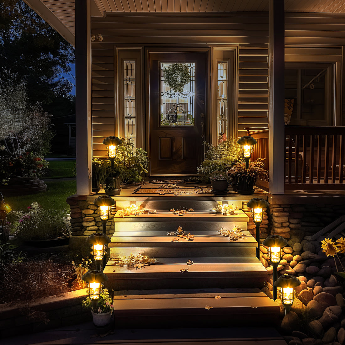 HMDecor Solar Pathway Lights Outdoor with Tungsten Filament Bulbs
