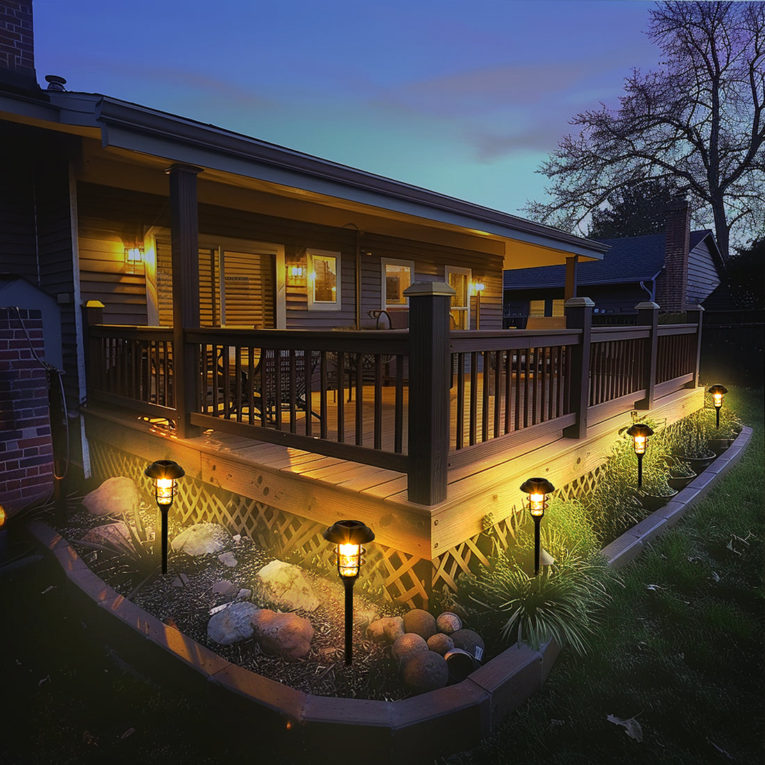 HMDecor Solar Pathway Lights Outdoor with Tungsten Filament Bulbs