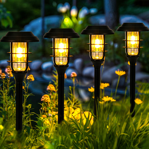 HMDecor Solar Pathway Lights Outdoor with Tungsten Filament Bulbs