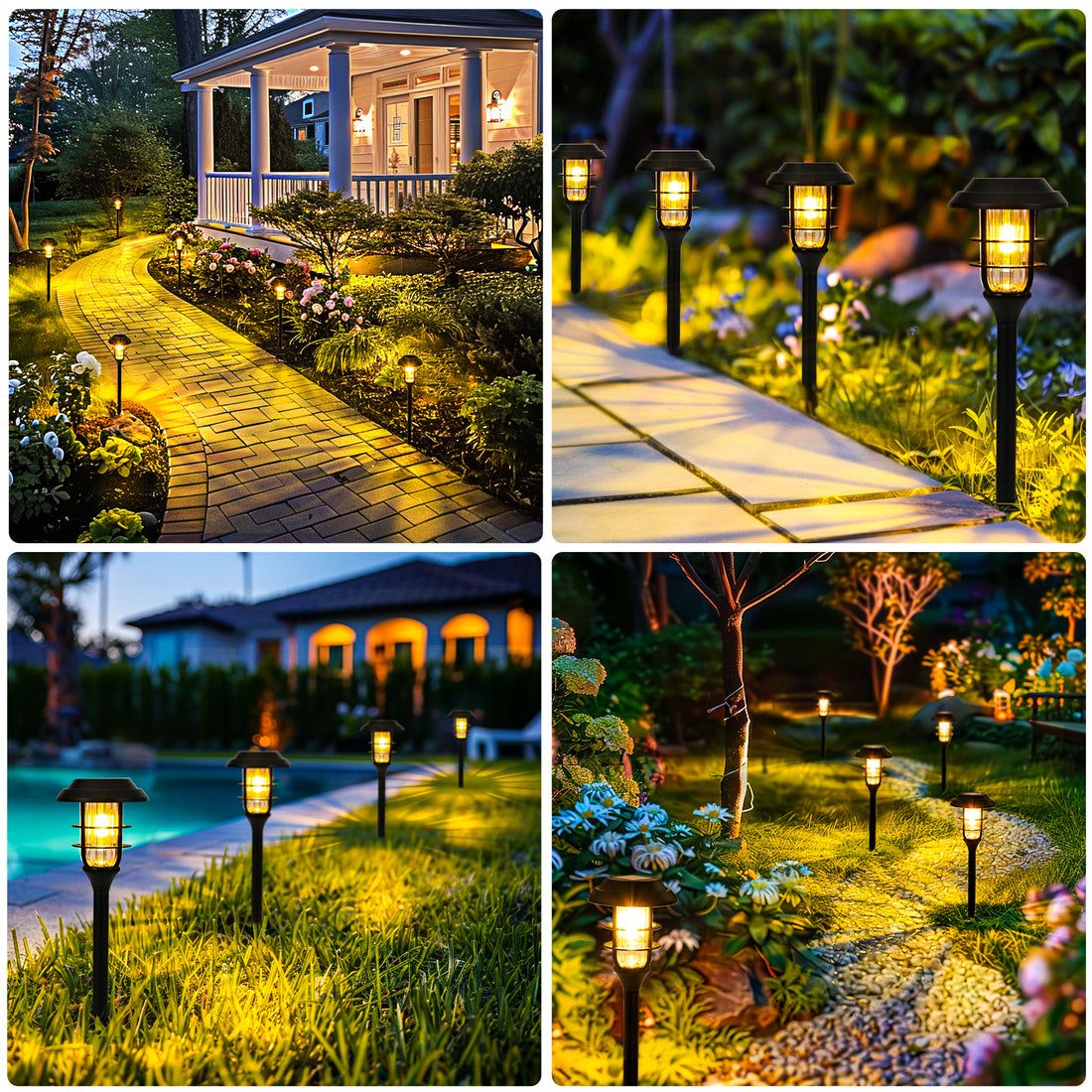 HMDecor Solar Pathway Lights Outdoor with Tungsten Filament Bulbs