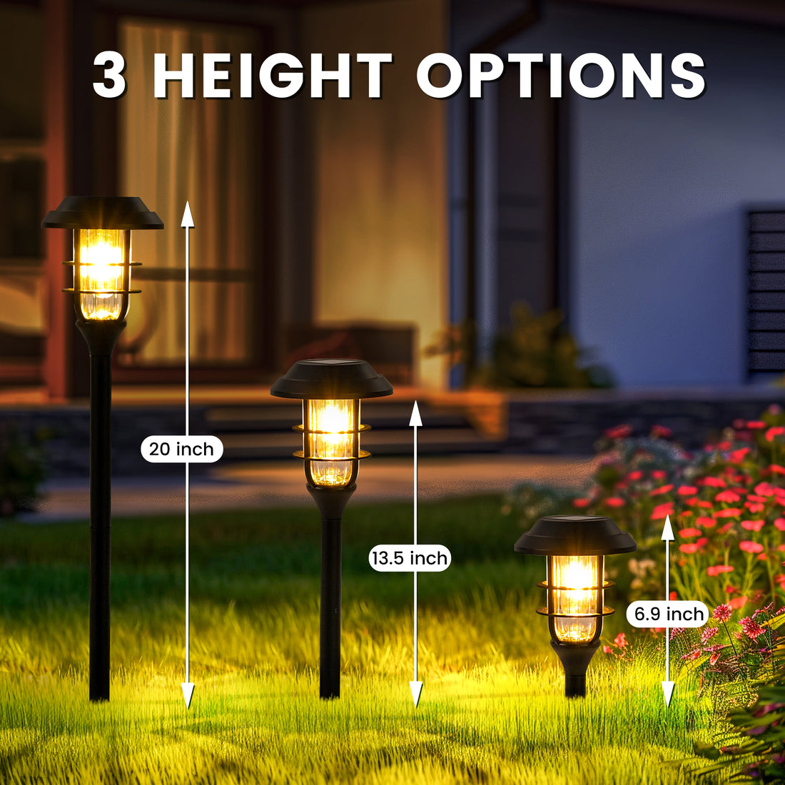 HMDecor Solar Pathway Lights Outdoor with Tungsten Filament Bulbs